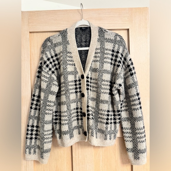 Rails Checkered Cardigan - Black and Cream - Picture 1 of 2